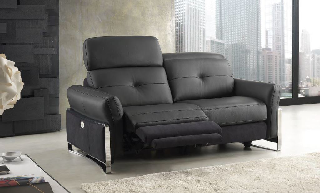 Luxusní moderní sedací souprava Portofino, pohovka, černá kůže