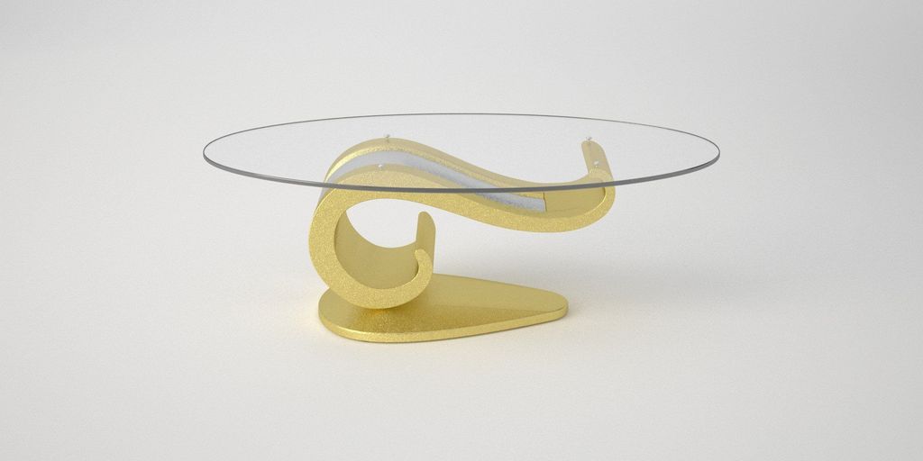 Designový konferenční stolek Lyra zlato stříbrný