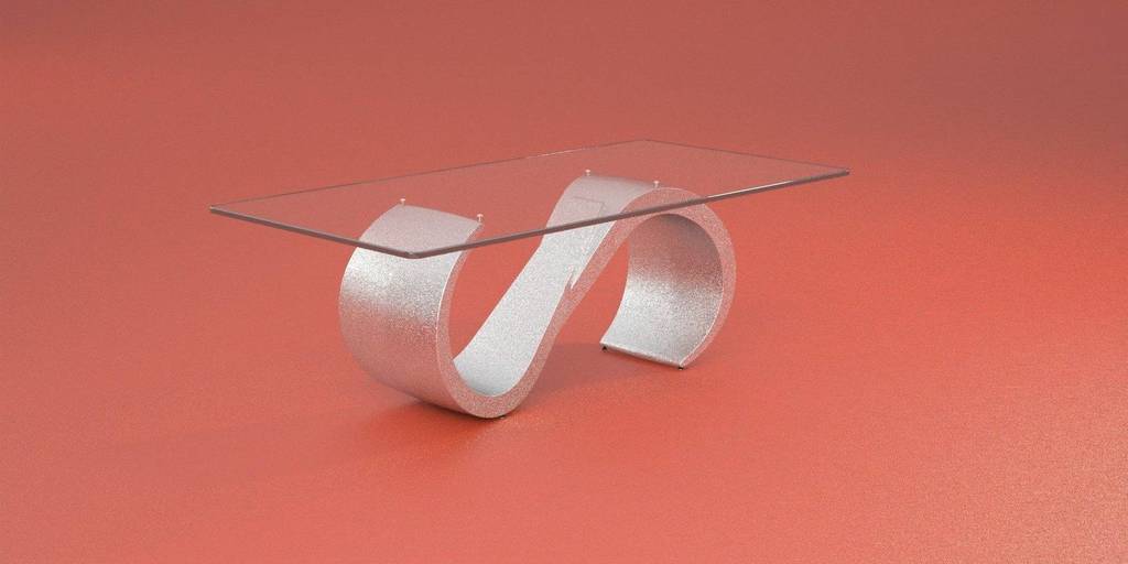 Stříbrný designový konferenční stolek Karel