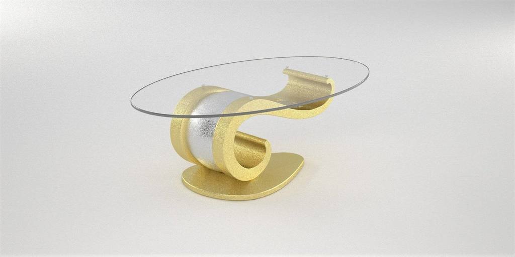 Designový konferenční stolek Lyra zlato-stříbrný