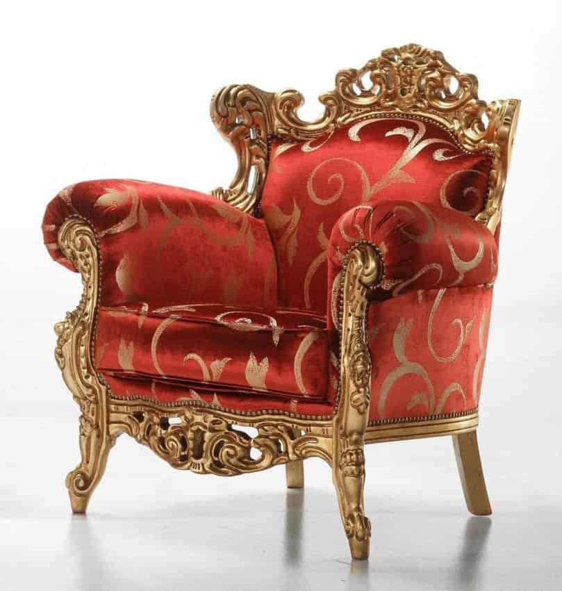 Barokní sedací souprava Fillandie křeslo v červené látce