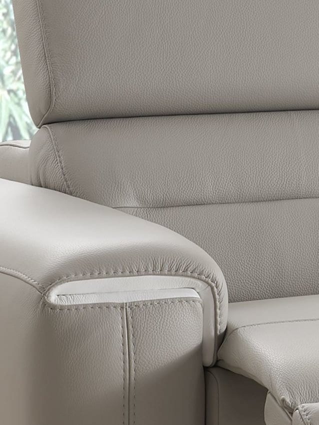 Kožená sedací souprava Kite - detail područky v bílé kůži