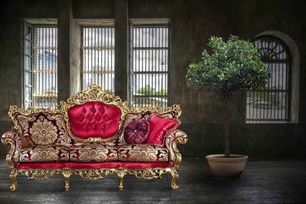 Barokní sedací souprava Koruna v červené látce