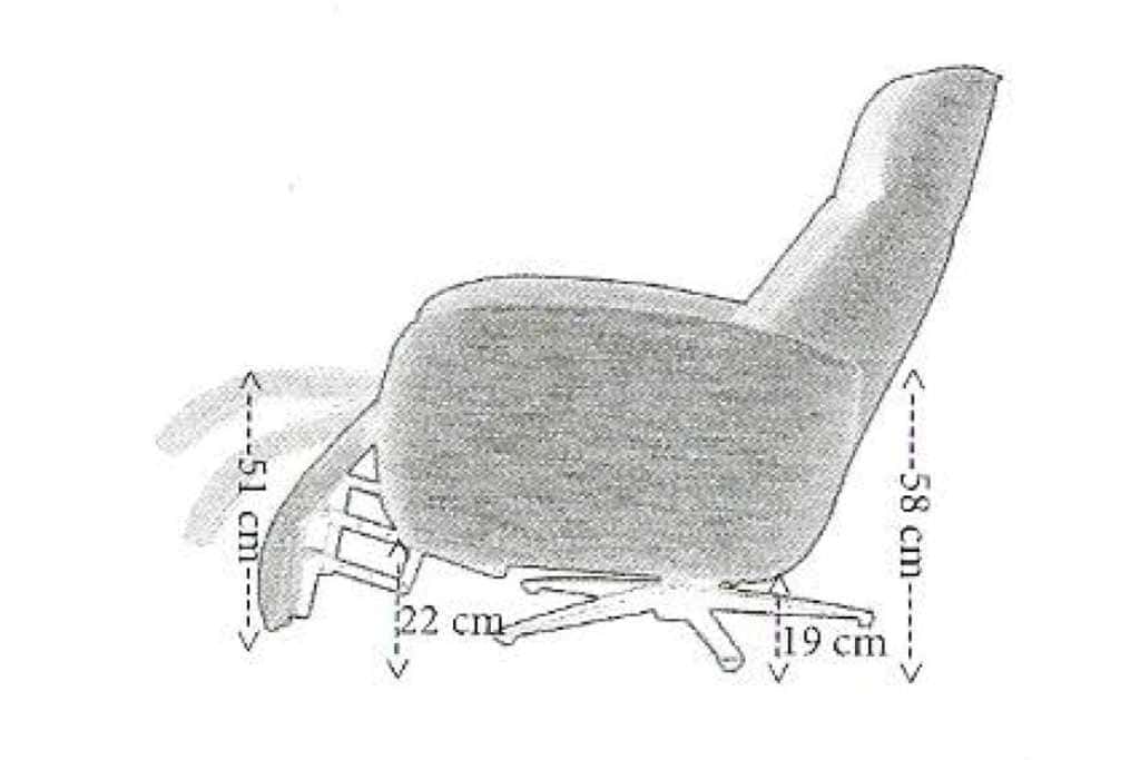 Rozměry pootevřeného polohovacího křesla Maximus