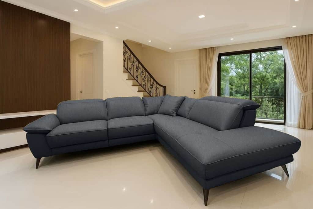 Antracitová kůže a rohová sedačka ZEFIO.