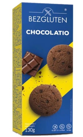 Sušenky CHOCOLATIO čokoládové cookies 130 g Bezgluten DMT 31.8.2023
