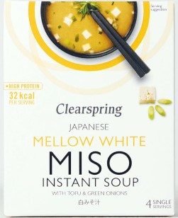 Polévka instantní miso jemně bílá s tofu vegan Clearspring 40g