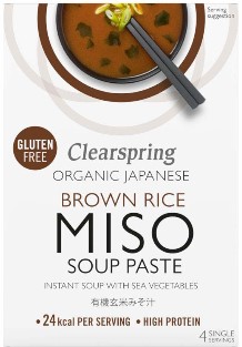 Polévka instantní miso jemně bílá s hnědou rýží Clearspring 60g