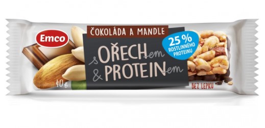 tyčinka EMCO ořech & protein - čokoláda a mandle 40g