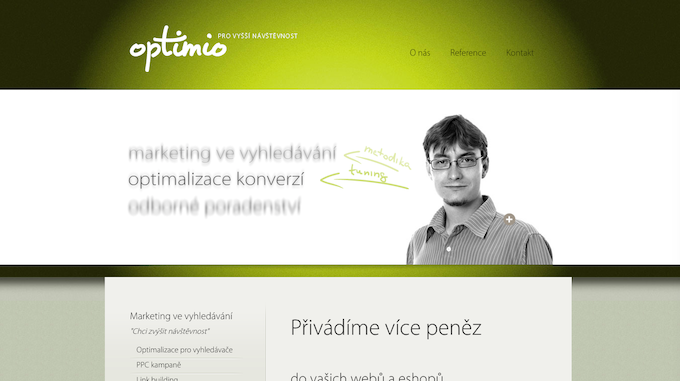 Předchozí web vznikl v roce 2009. Logo, které Optimio doteď používá, navrhlo studio David Geč.