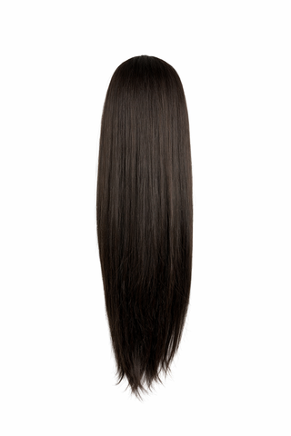 Rovný syntetický culík Lénia Long, Tmavě Hnědá (#2)