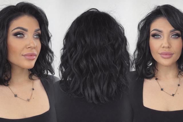 Vlnitý Syntetický Topper Baby, Černá