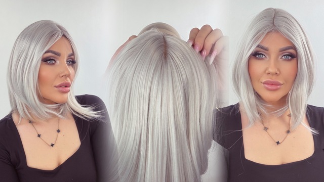 Rovný Syntetický Topper Baby, Světlé Šediny