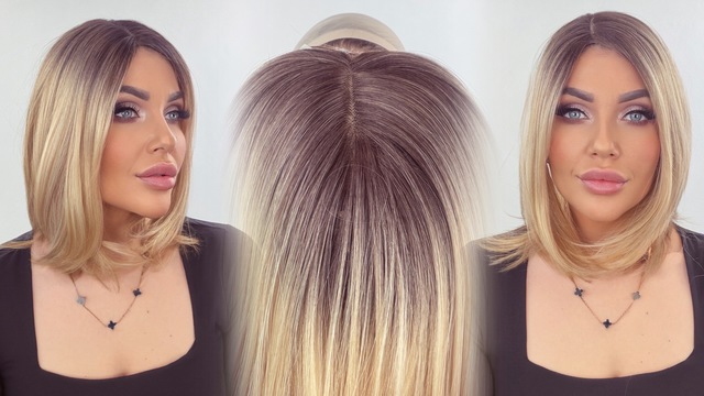 Rovný Syntetický Topper Baby, Ombré