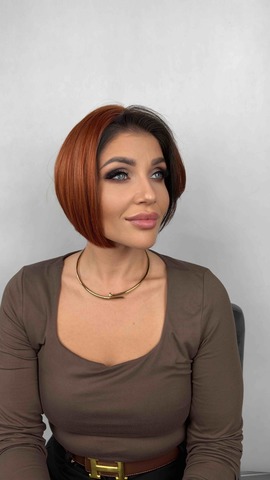 Sestříhaný Syntetický Topper Vivien Mikádo, Zrzavá