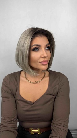 Sestříhaný Syntetický Topper Vivien Mikádo, Melír