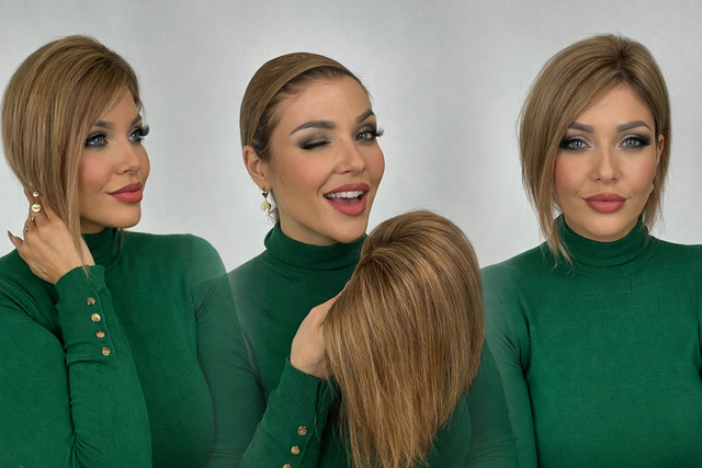 Topper z Pravých Vlasů Iva Premium, Oříšková