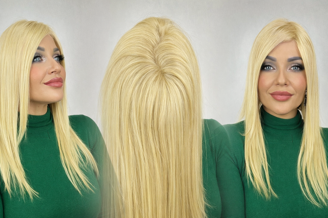 Topper z Pravých Vlasů Iva Long Premium, Blond