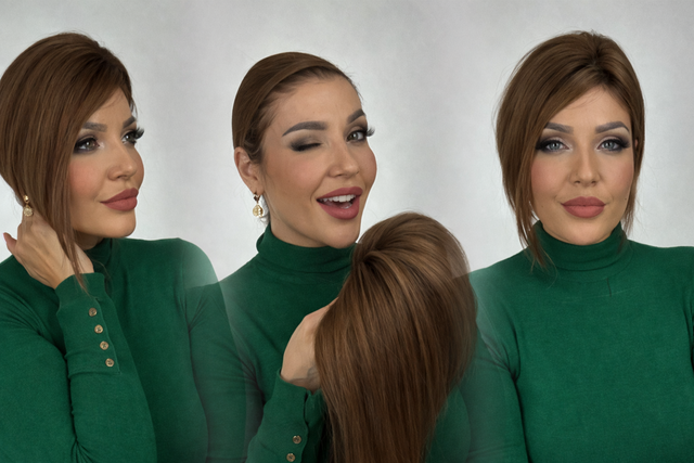 Topper z Pravých Vlasů Iva Premium, Hnědá