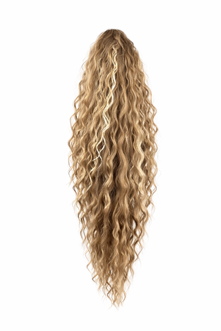 [IN] Vlnitý syntetický cop Júlia, Teplá Blond s Popelavě Blond Prameny 