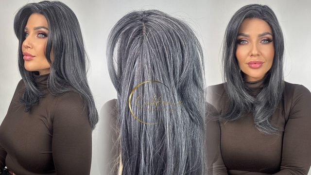 Syntetický příčesek Elle Tmavé šediny 